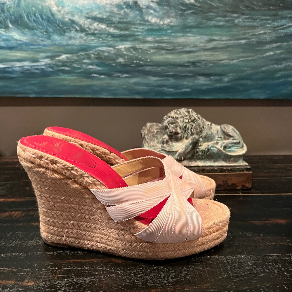 Christian louboutin authentic espadrilles platform wedge sandals.